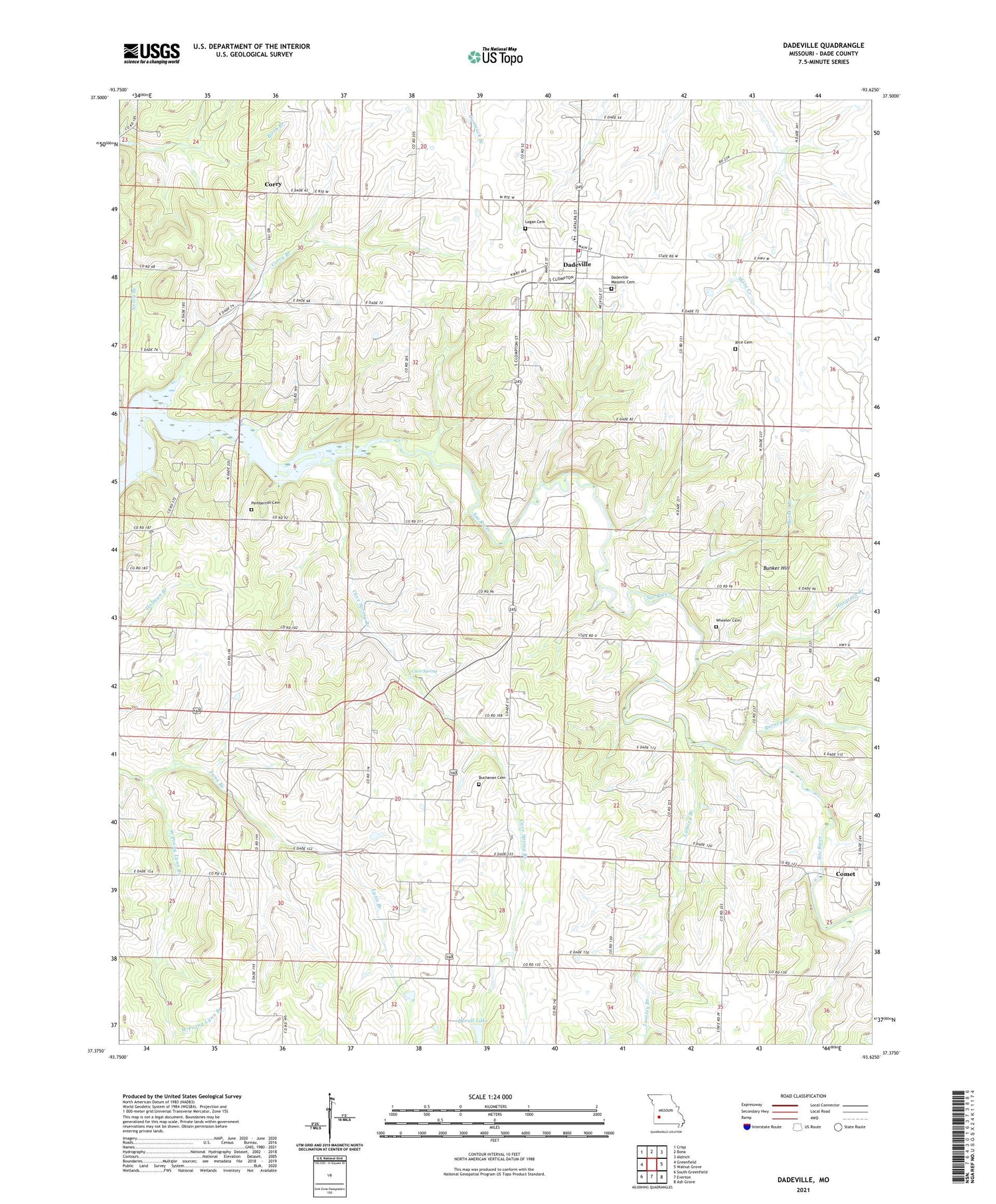 Dadeville Missouri US Topo Map Image