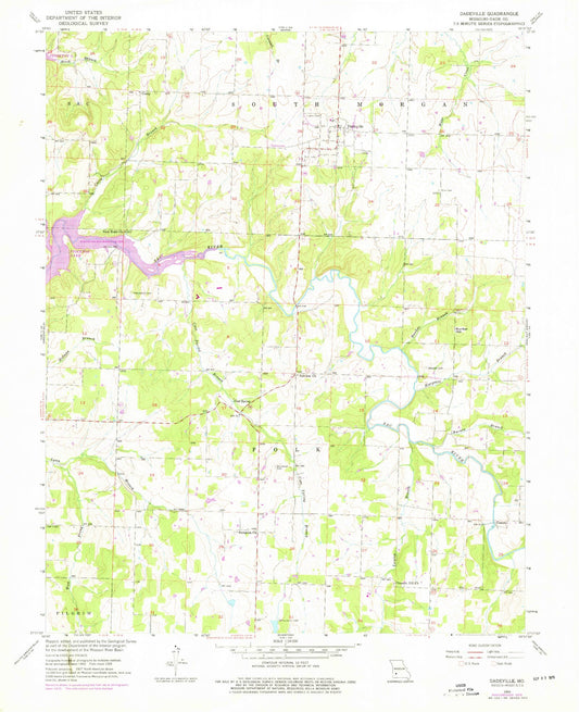 Classic USGS Dadeville Missouri 7.5'x7.5' Topo Map Image