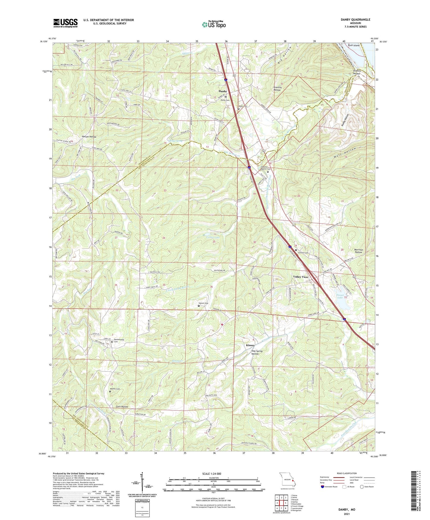 Danby Missouri US Topo Map Image