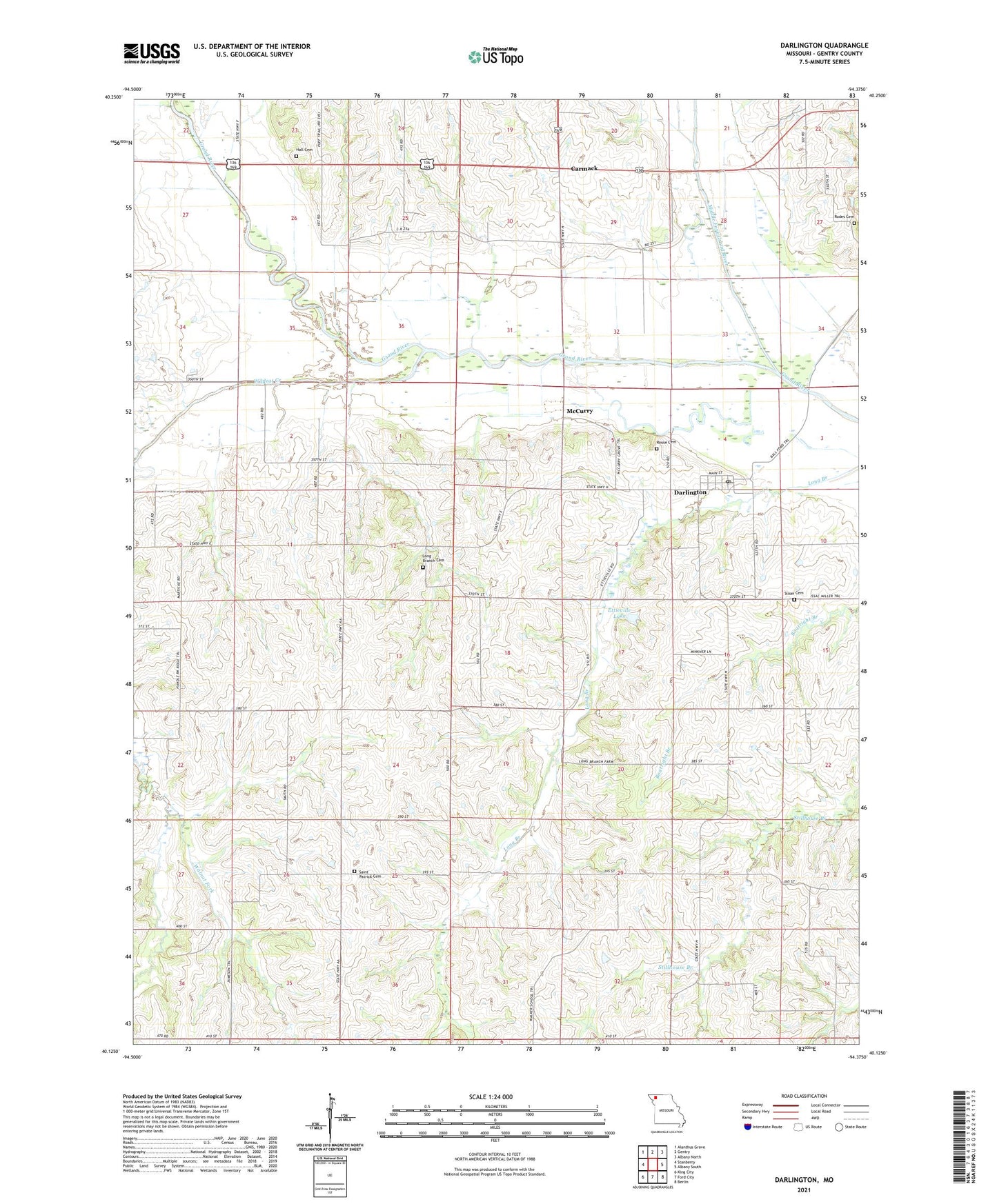 Darlington Missouri US Topo Map Image
