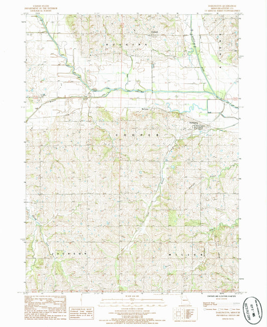 Classic USGS Darlington Missouri 7.5'x7.5' Topo Map Image