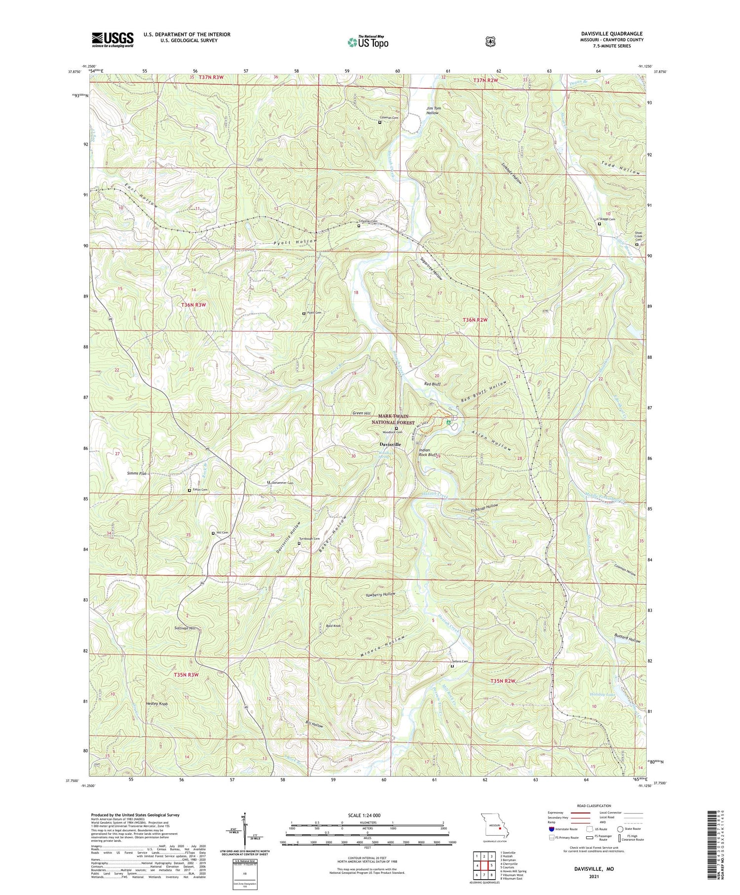 Davisville Missouri US Topo Map Image