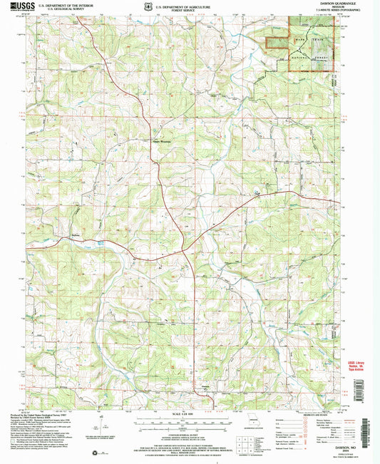 Classic USGS Dawson Missouri 7.5'x7.5' Topo Map Image