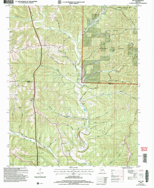 Classic USGS Day Missouri 7.5'x7.5' Topo Map Image