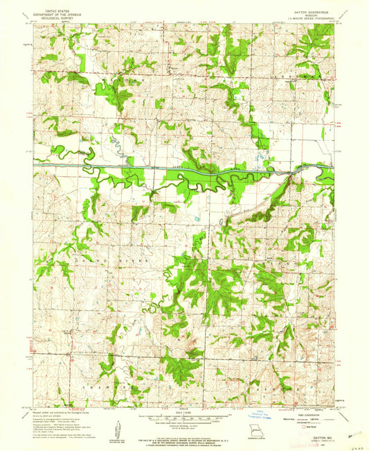 Classic USGS Dayton Missouri 7.5'x7.5' Topo Map Image
