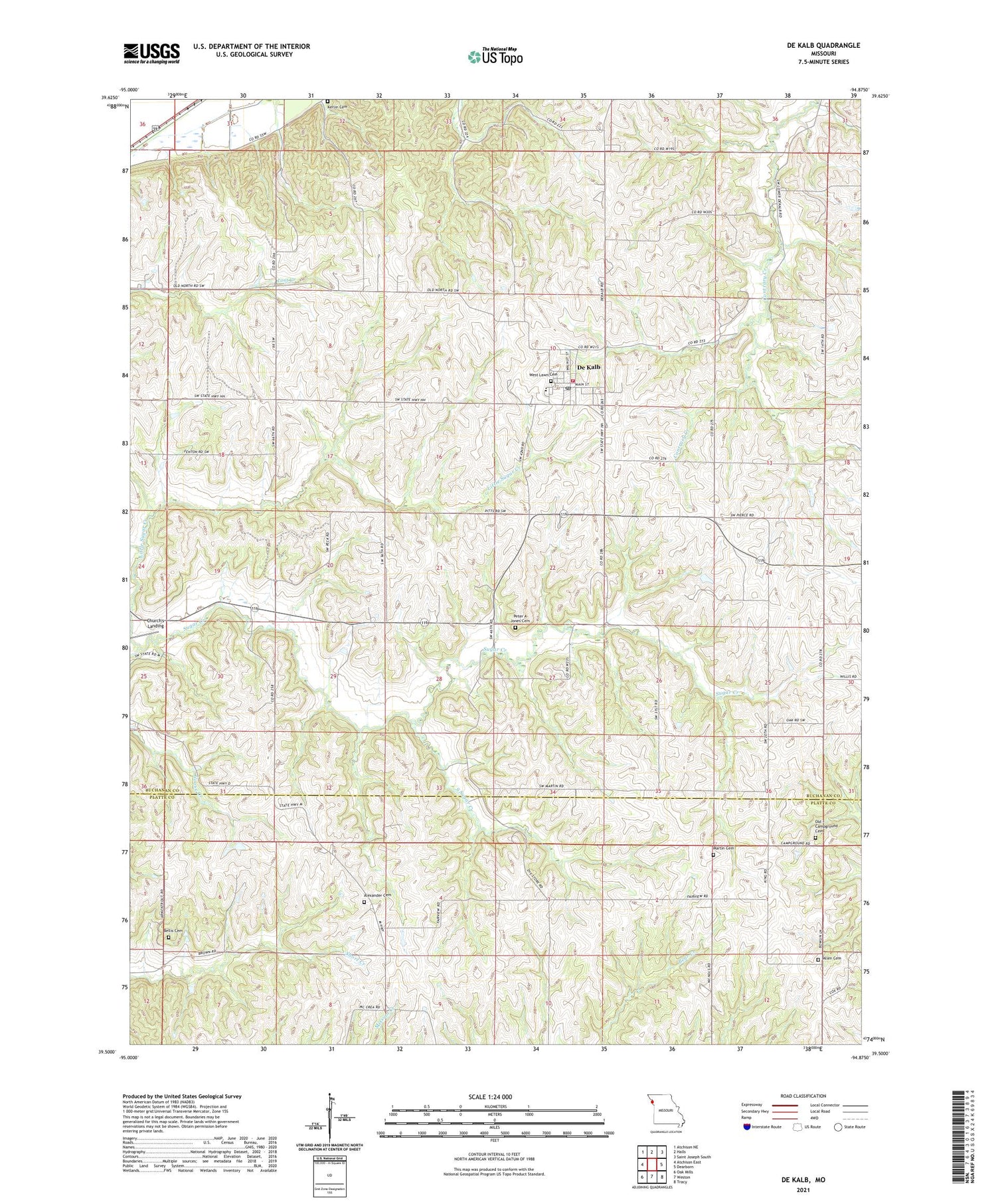 De Kalb Missouri US Topo Map Image