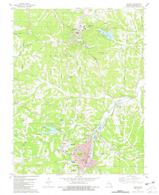 Classic USGS De Soto Missouri 7.5'x7.5' Topo Map Image
