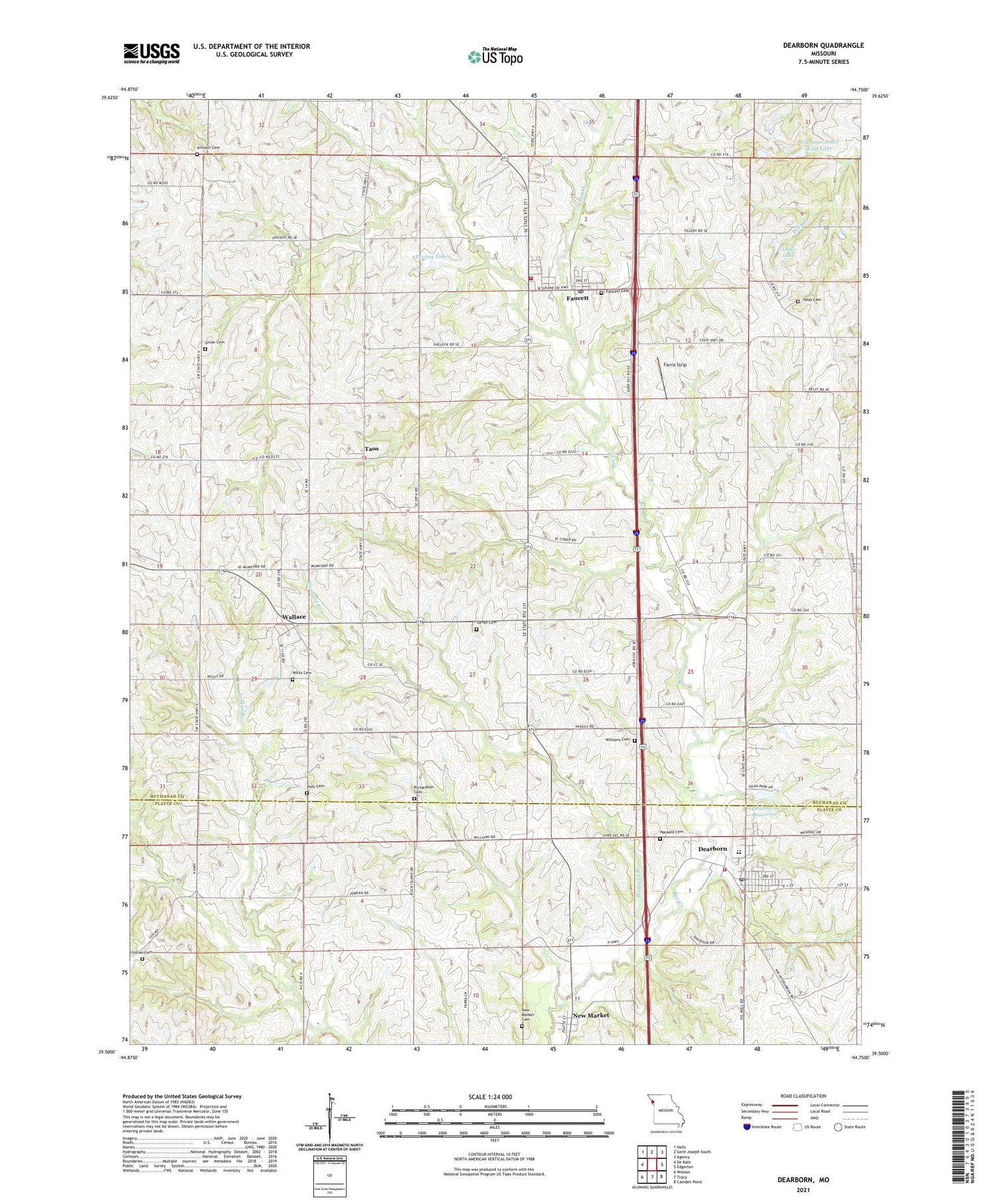 Dearborn Missouri US Topo Map Image