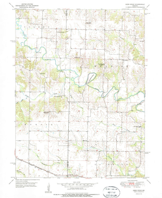 Classic USGS Deer Ridge Missouri 7.5'x7.5' Topo Map Image