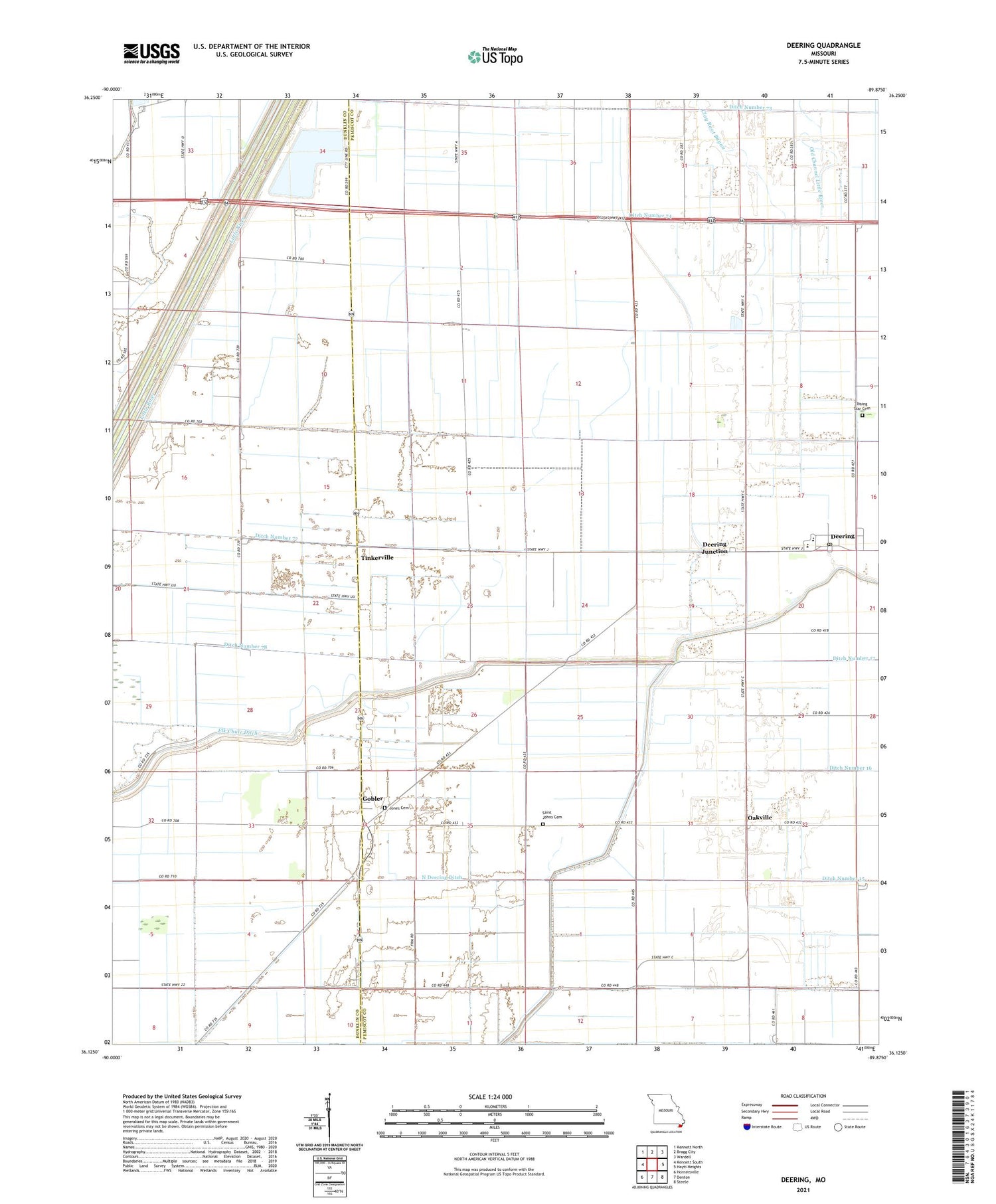 Deering Missouri US Topo Map Image