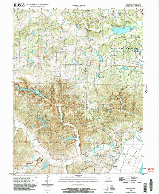 Classic USGS Defiance Missouri 7.5'x7.5' Topo Map Image