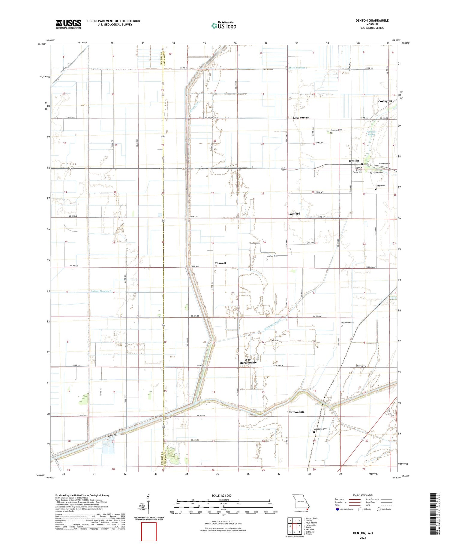 Denton Missouri US Topo Map Image