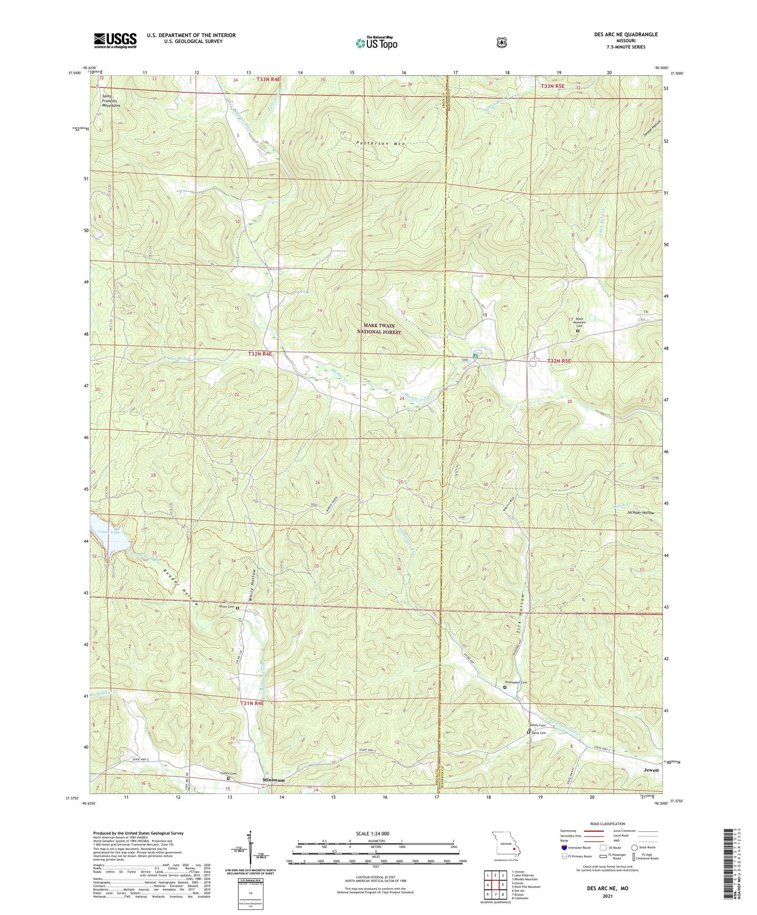 Des Arc NE Missouri US Topo Map Image