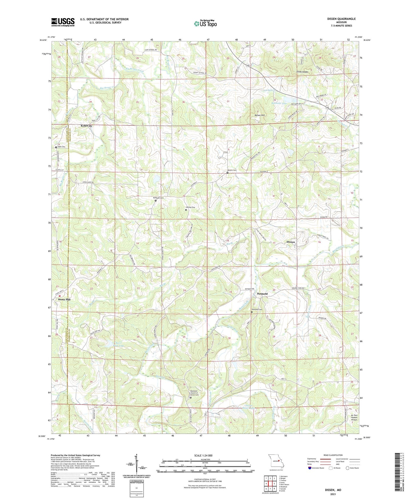 Dissen Missouri US Topo Map Image