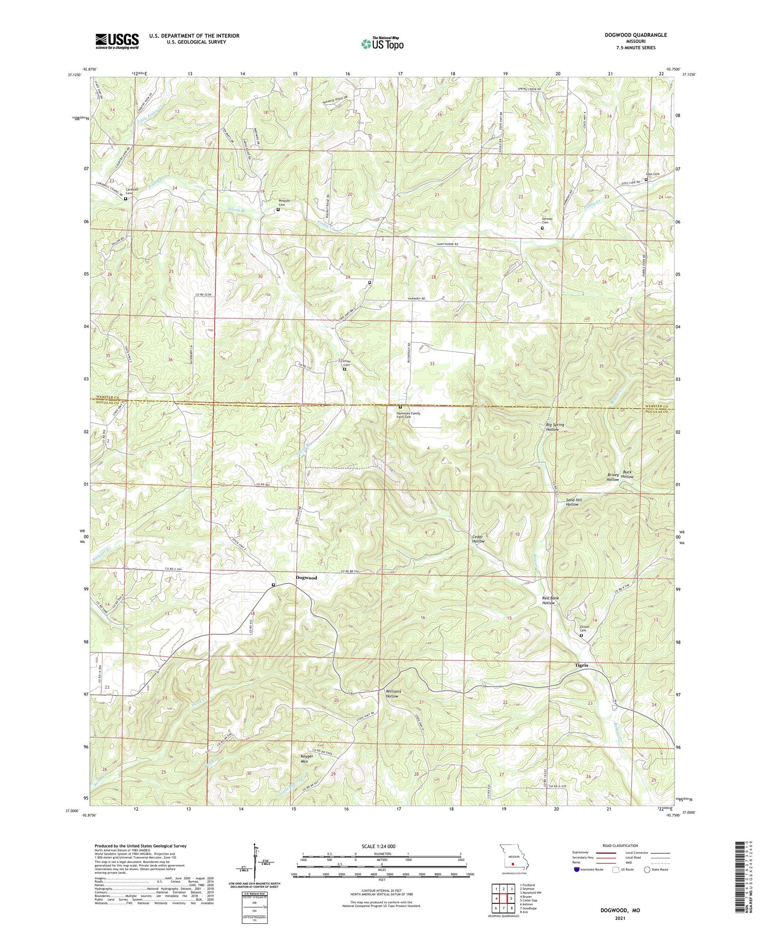 Dogwood Missouri US Topo Map Image