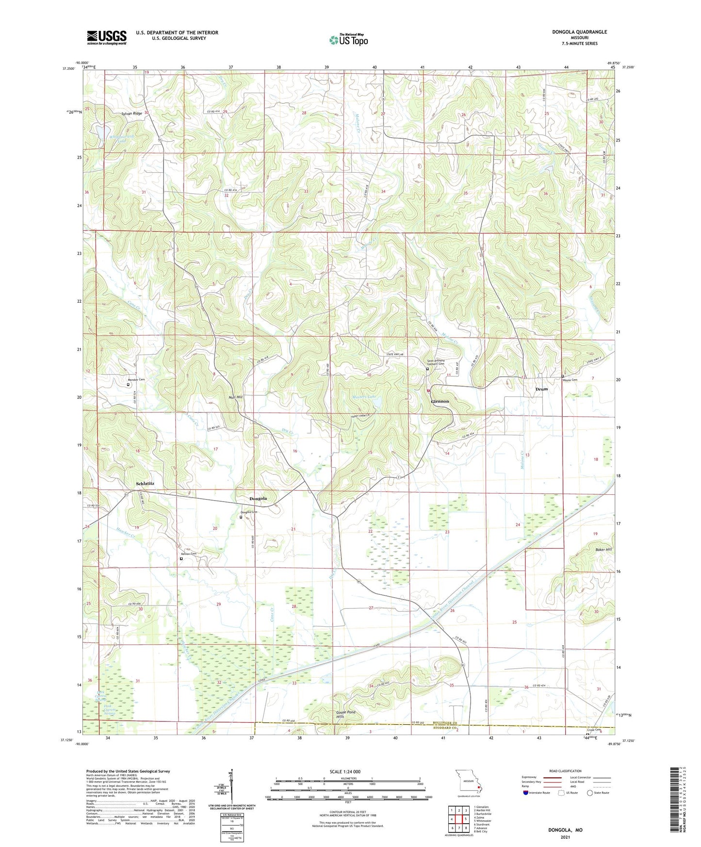 Dongola Missouri US Topo Map Image