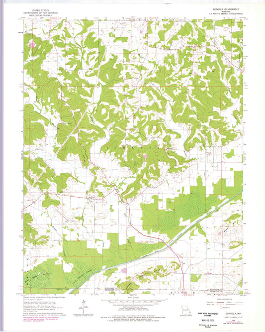 Classic USGS Dongola Missouri 7.5'x7.5' Topo Map Image