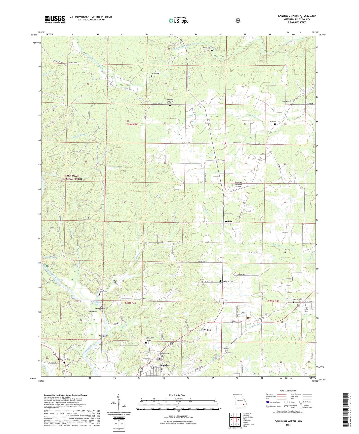 Doniphan North Missouri US Topo Map Image