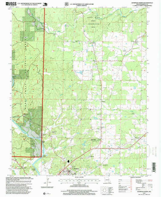 Classic USGS Doniphan North Missouri 7.5'x7.5' Topo Map Image