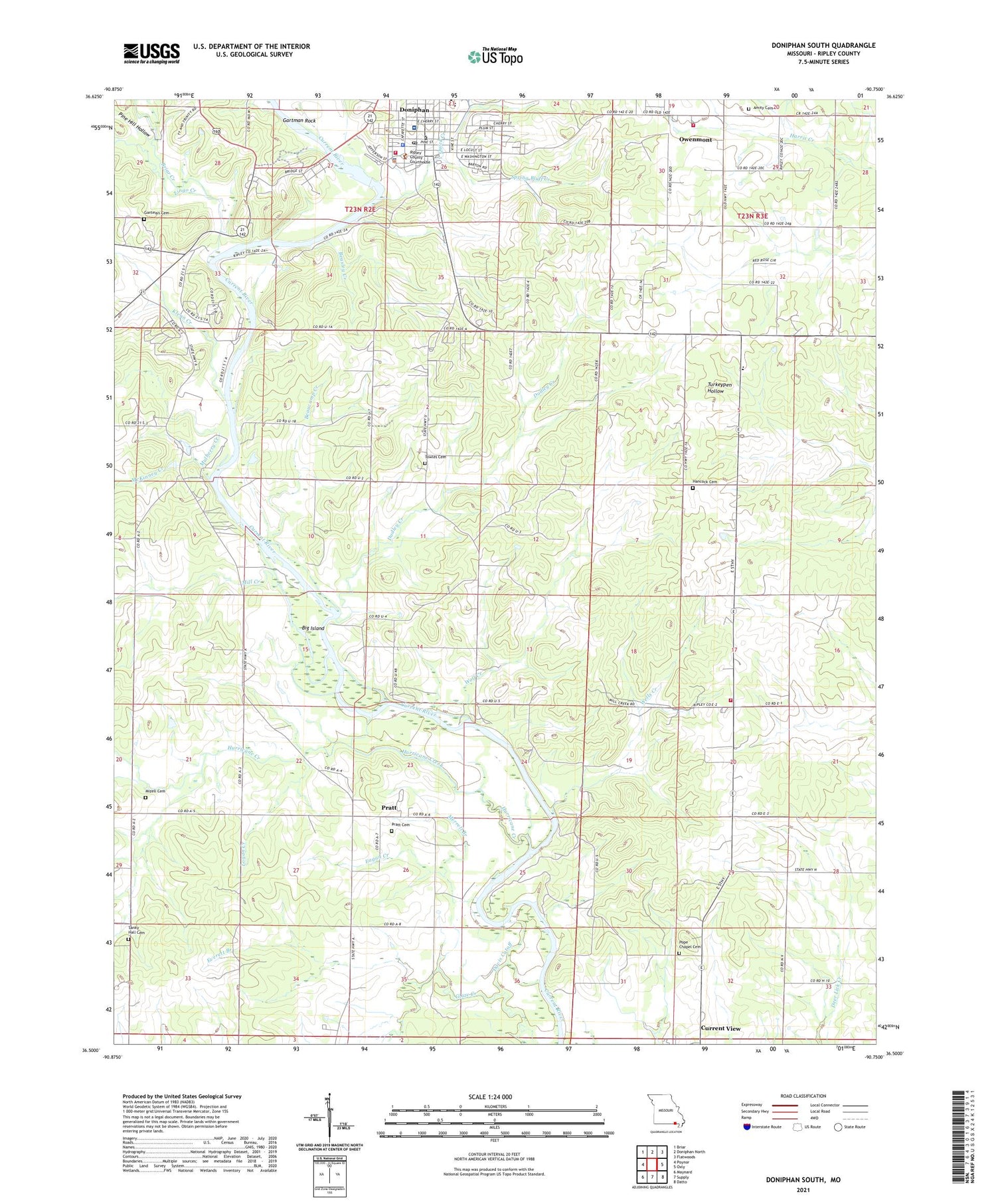 Doniphan South Missouri US Topo Map Image