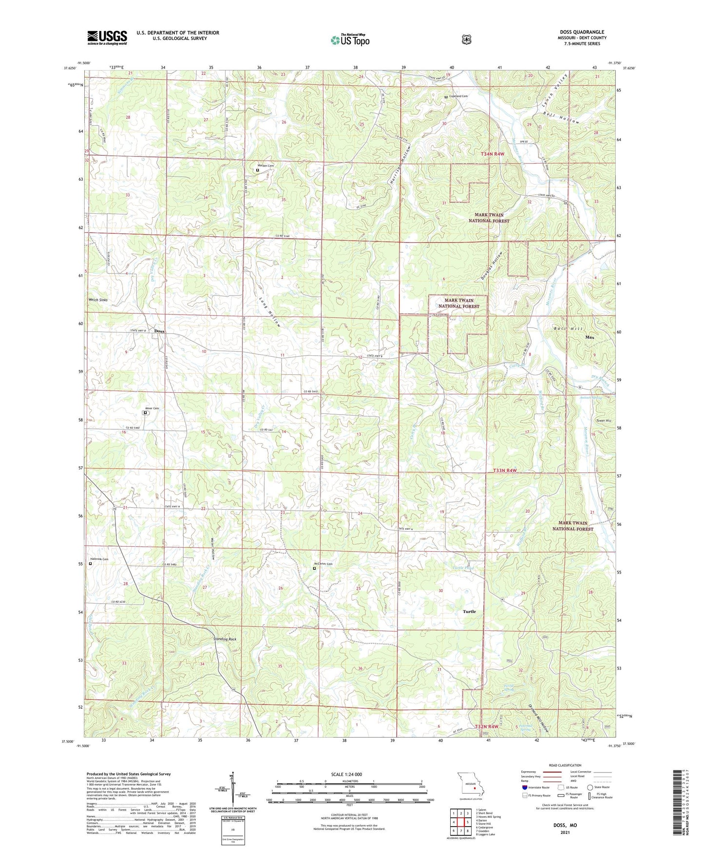 Doss Missouri US Topo Map Image
