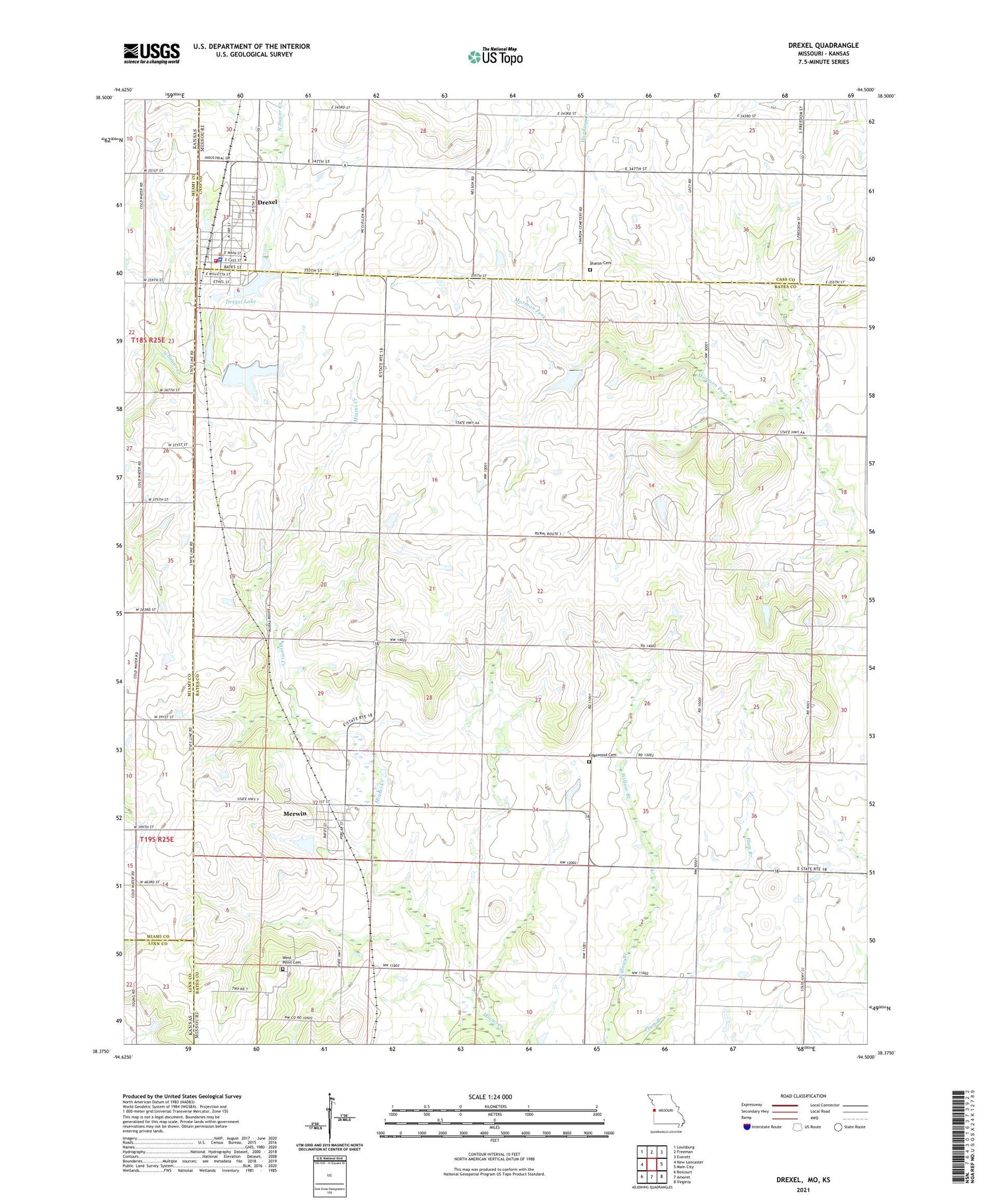 Drexel Missouri US Topo Map Image