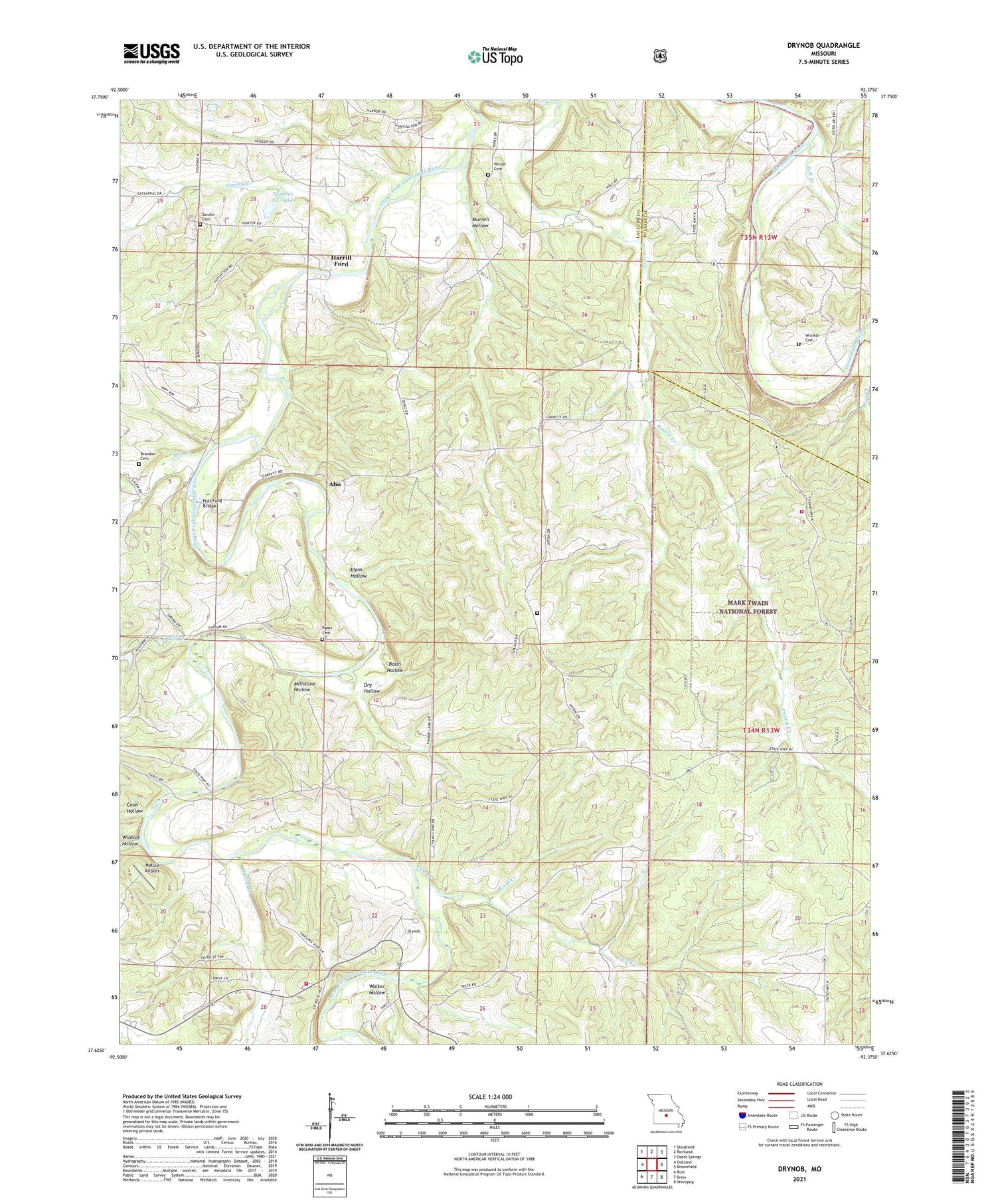 Drynob Missouri US Topo Map Image
