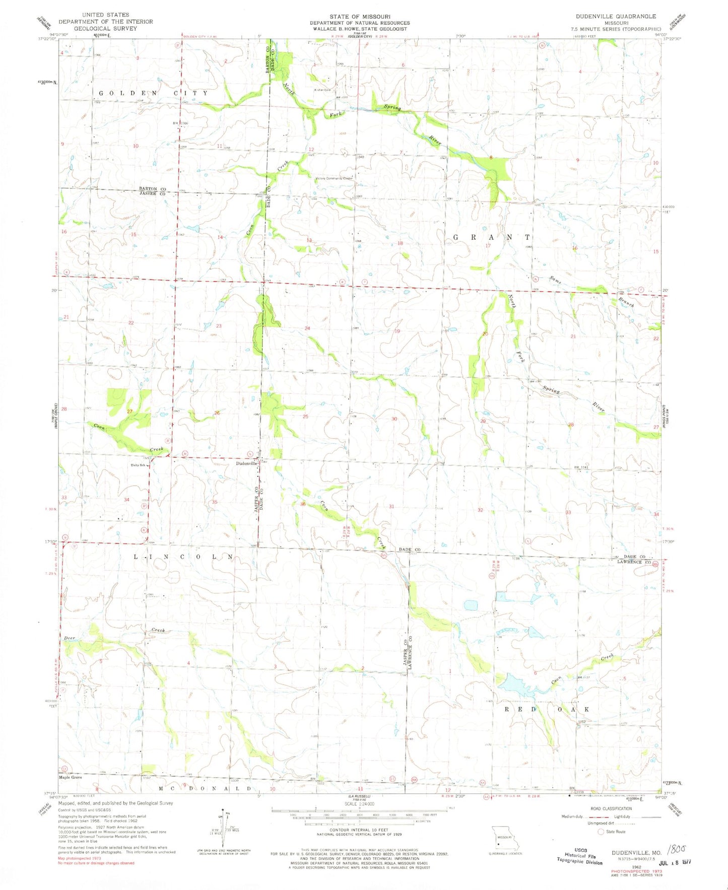 Classic USGS Dudenville Missouri 7.5'x7.5' Topo Map Image