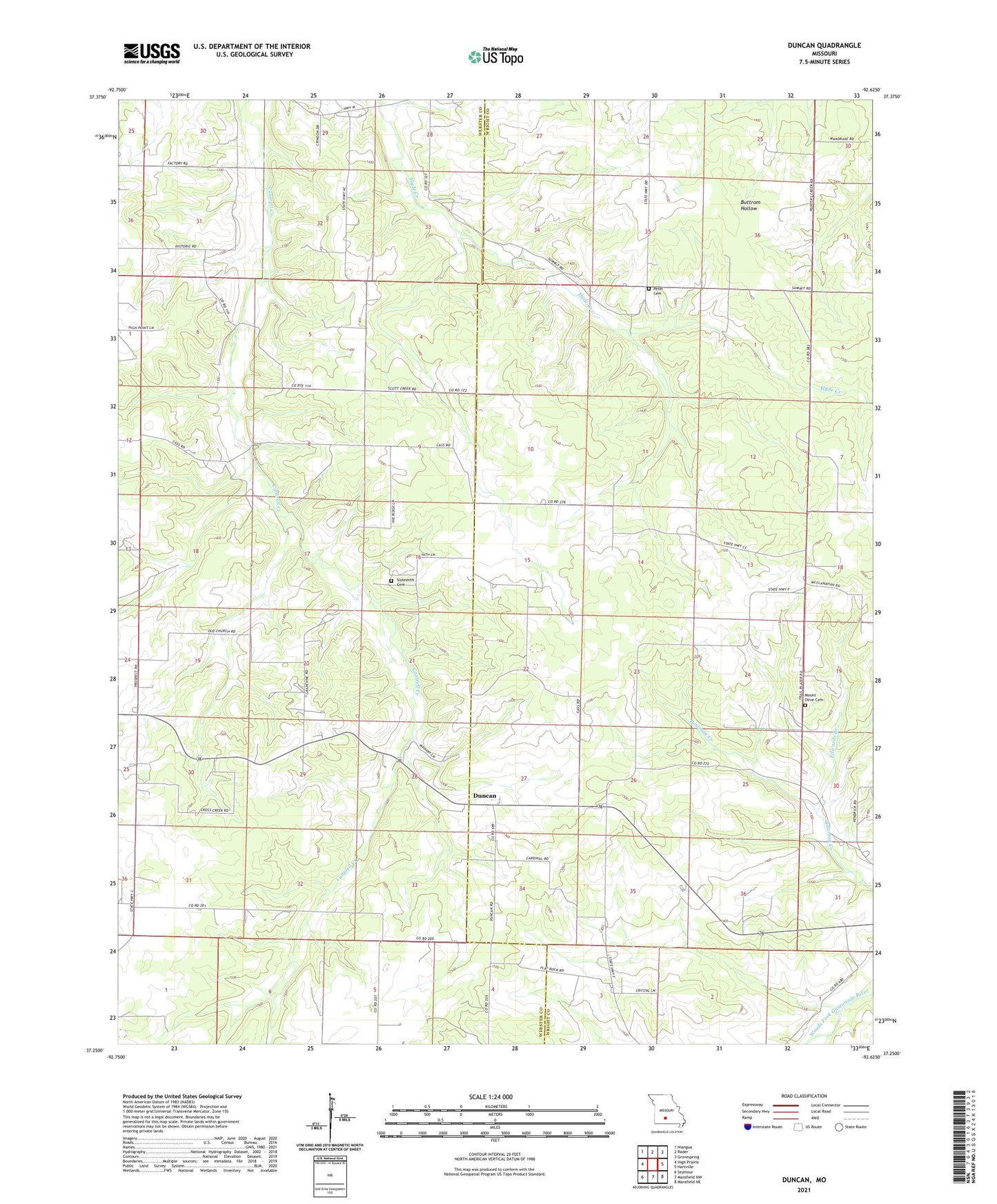 Duncan Missouri US Topo Map Image