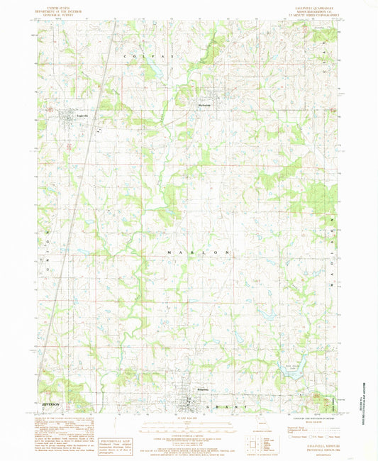 Classic USGS Eagleville Missouri 7.5'x7.5' Topo Map Image