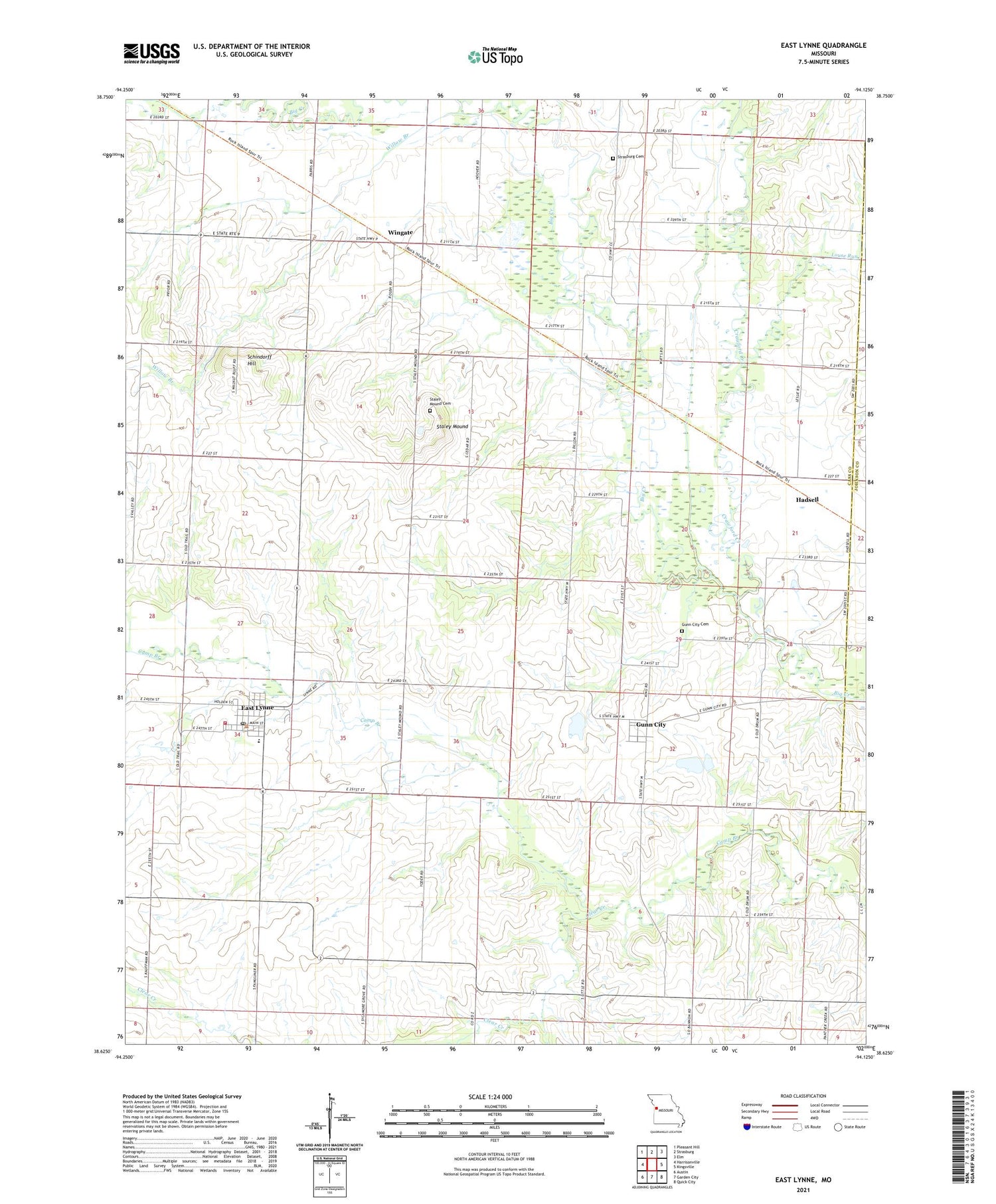 East Lynne Missouri US Topo Map Image