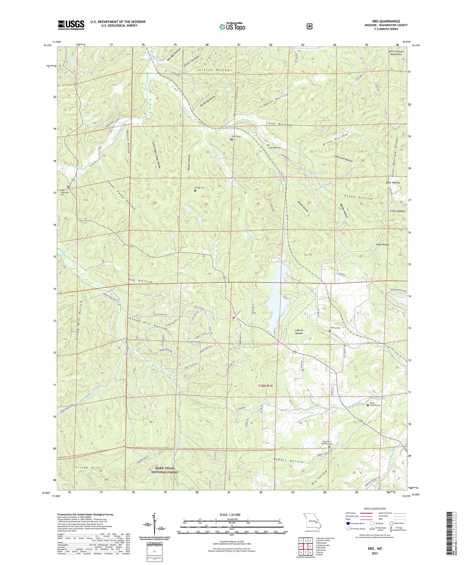 Ebo Missouri US Topo Map Image