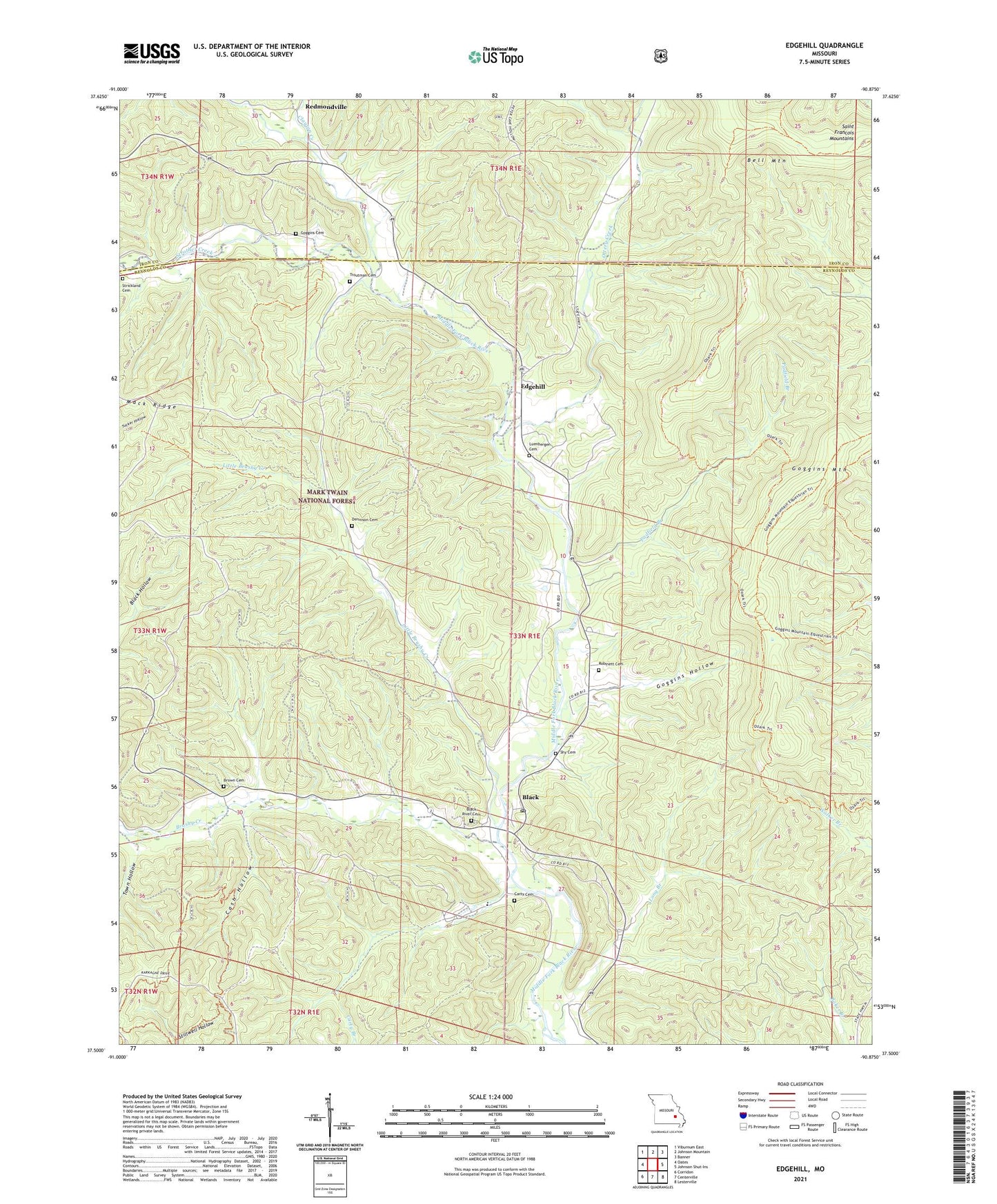 Edgehill Missouri US Topo Map Image