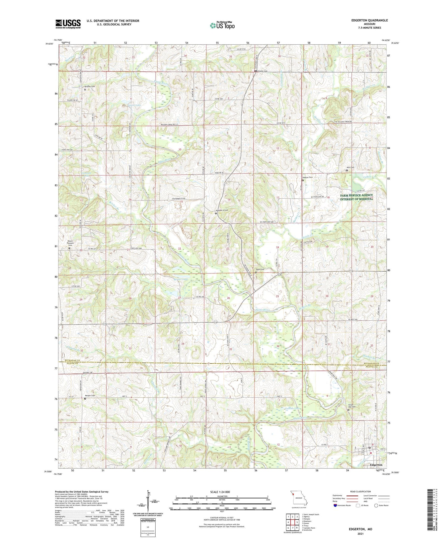 Edgerton Missouri US Topo Map Image