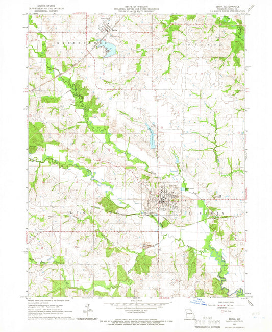 Classic USGS Edina Missouri 7.5'x7.5' Topo Map Image