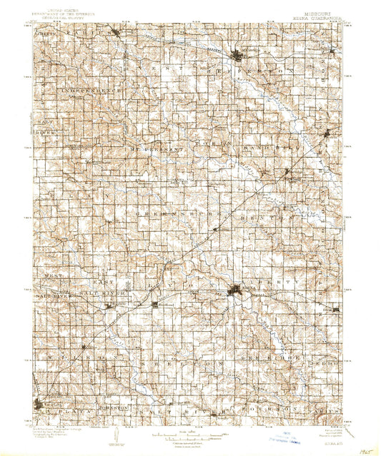 Historic 1903 Edina Missouri 30'x30' Topo Map Image