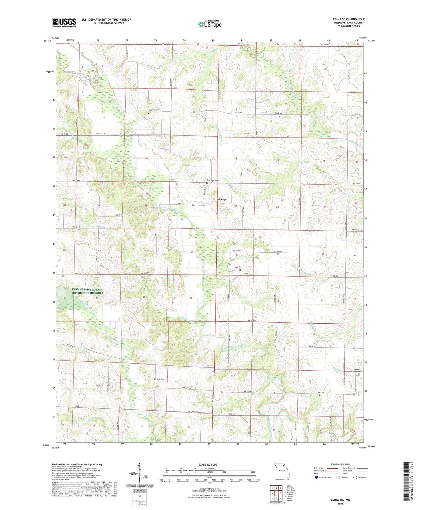 Edina SE Missouri US Topo Map Image