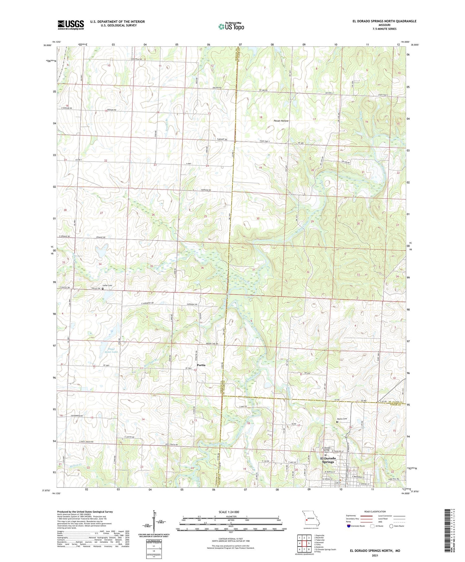 El Dorado Springs North Missouri US Topo Map Image