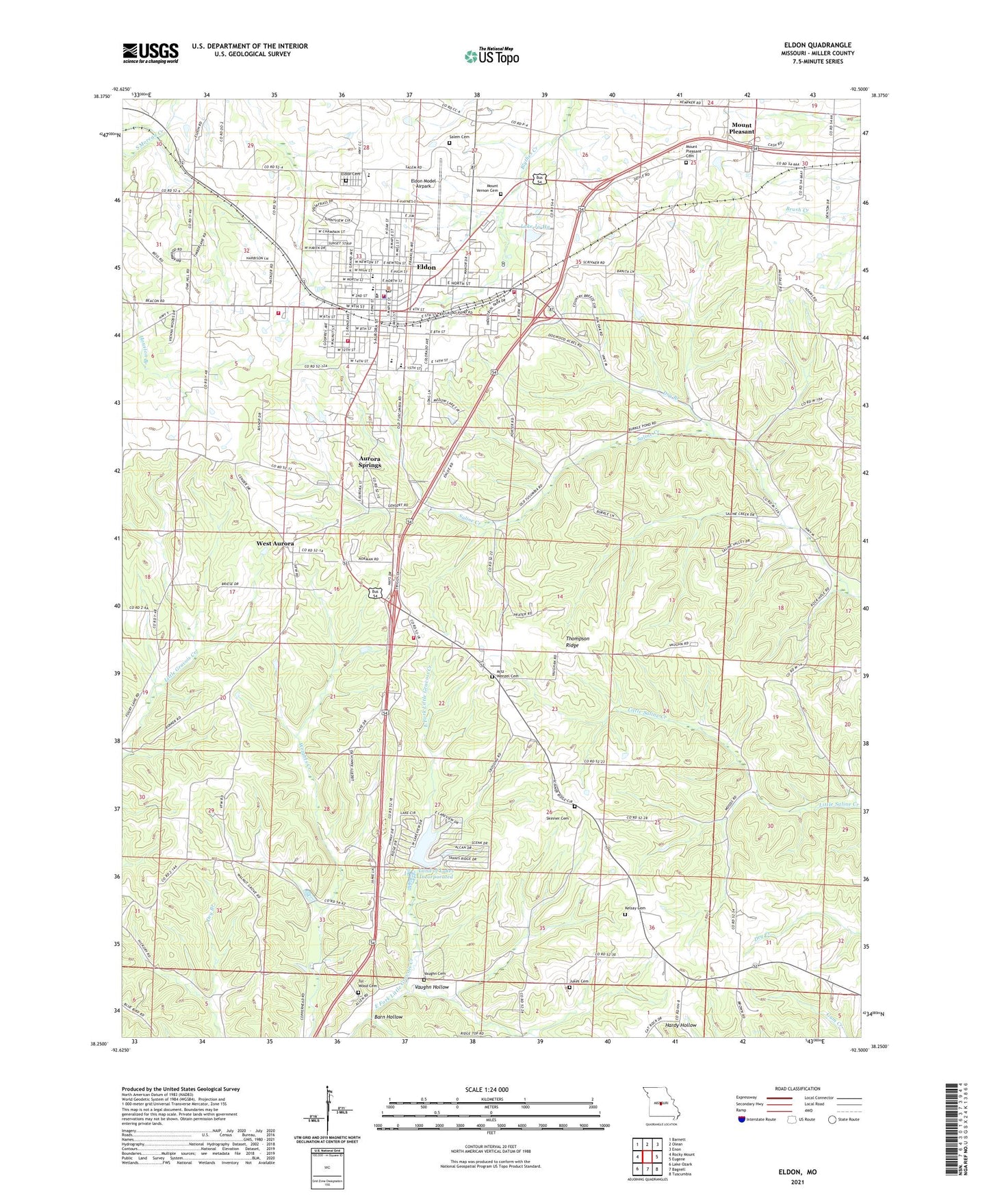 Eldon Missouri US Topo Map Image