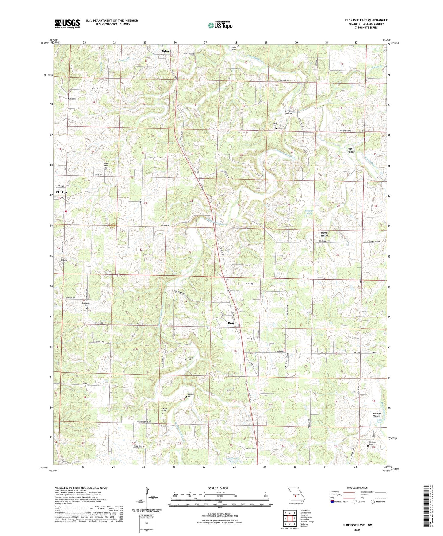 Eldridge East Missouri US Topo Map Image
