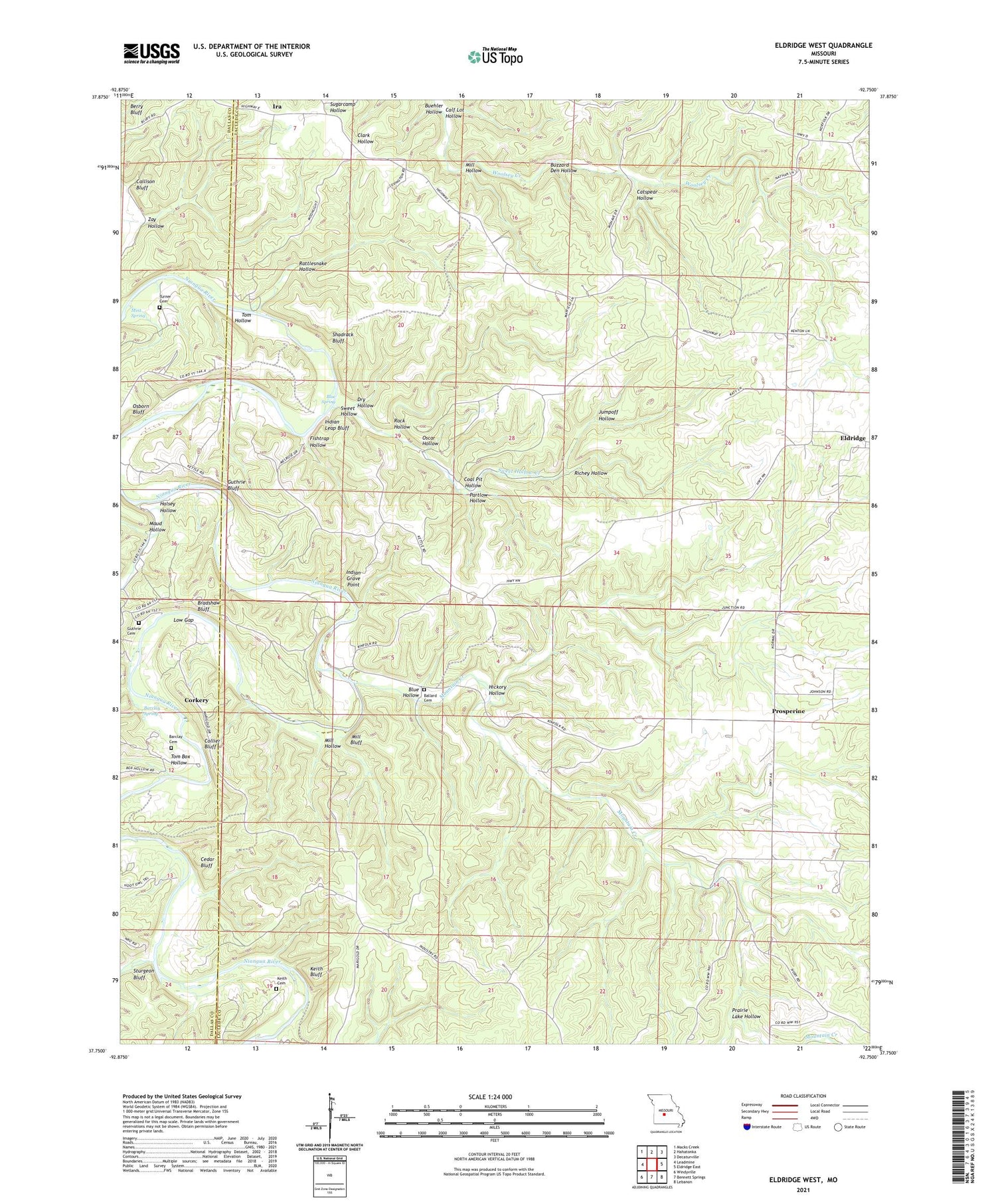 Eldridge West Missouri US Topo Map Image