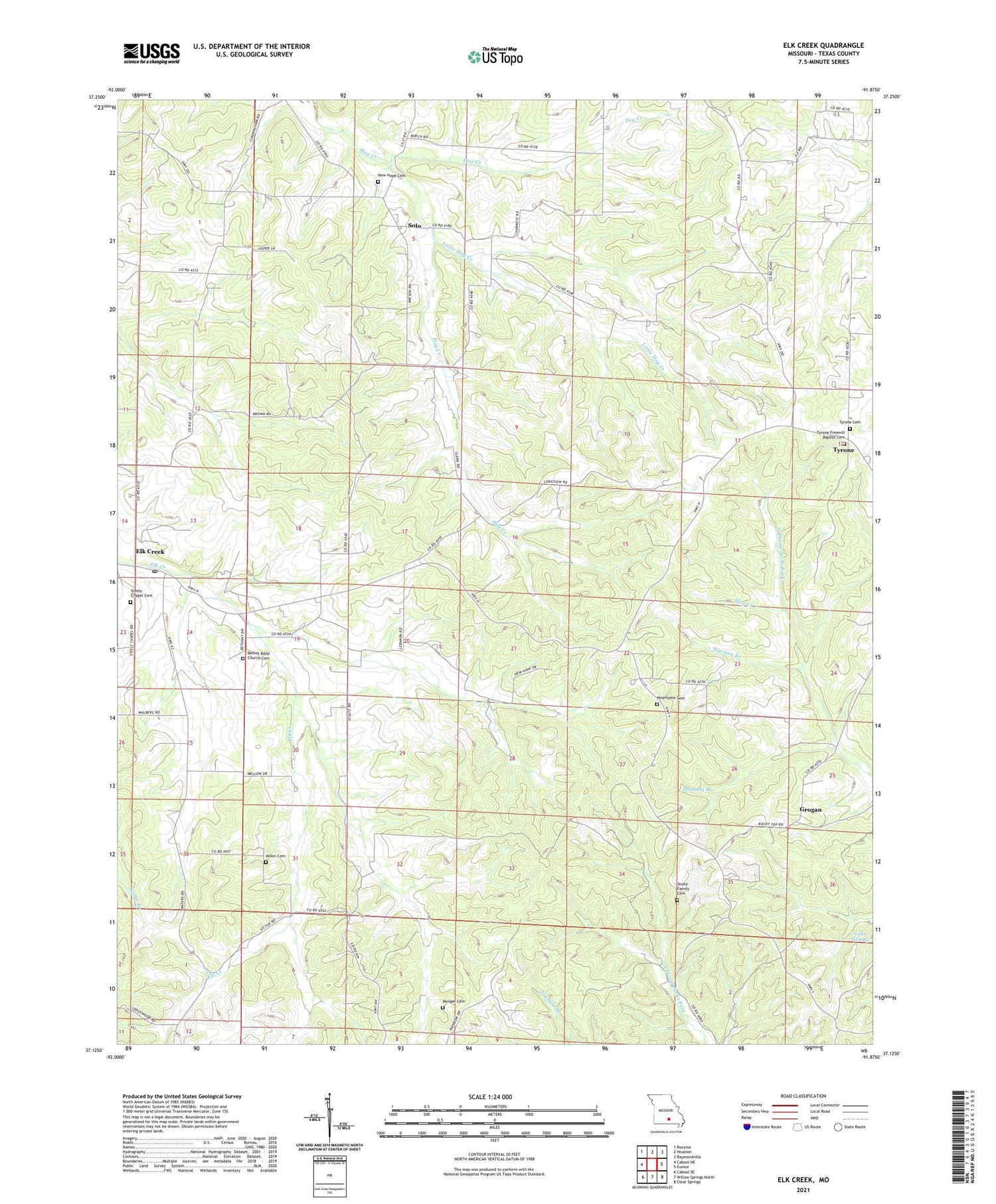 Elk Creek Missouri US Topo Map Image