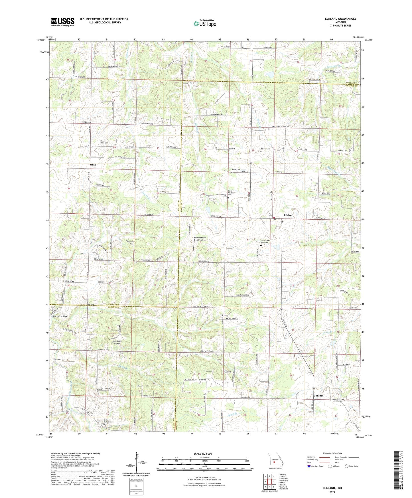 Elkland Missouri US Topo Map Image
