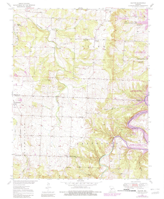 Classic USGS Elkton Missouri 7.5'x7.5' Topo Map Image