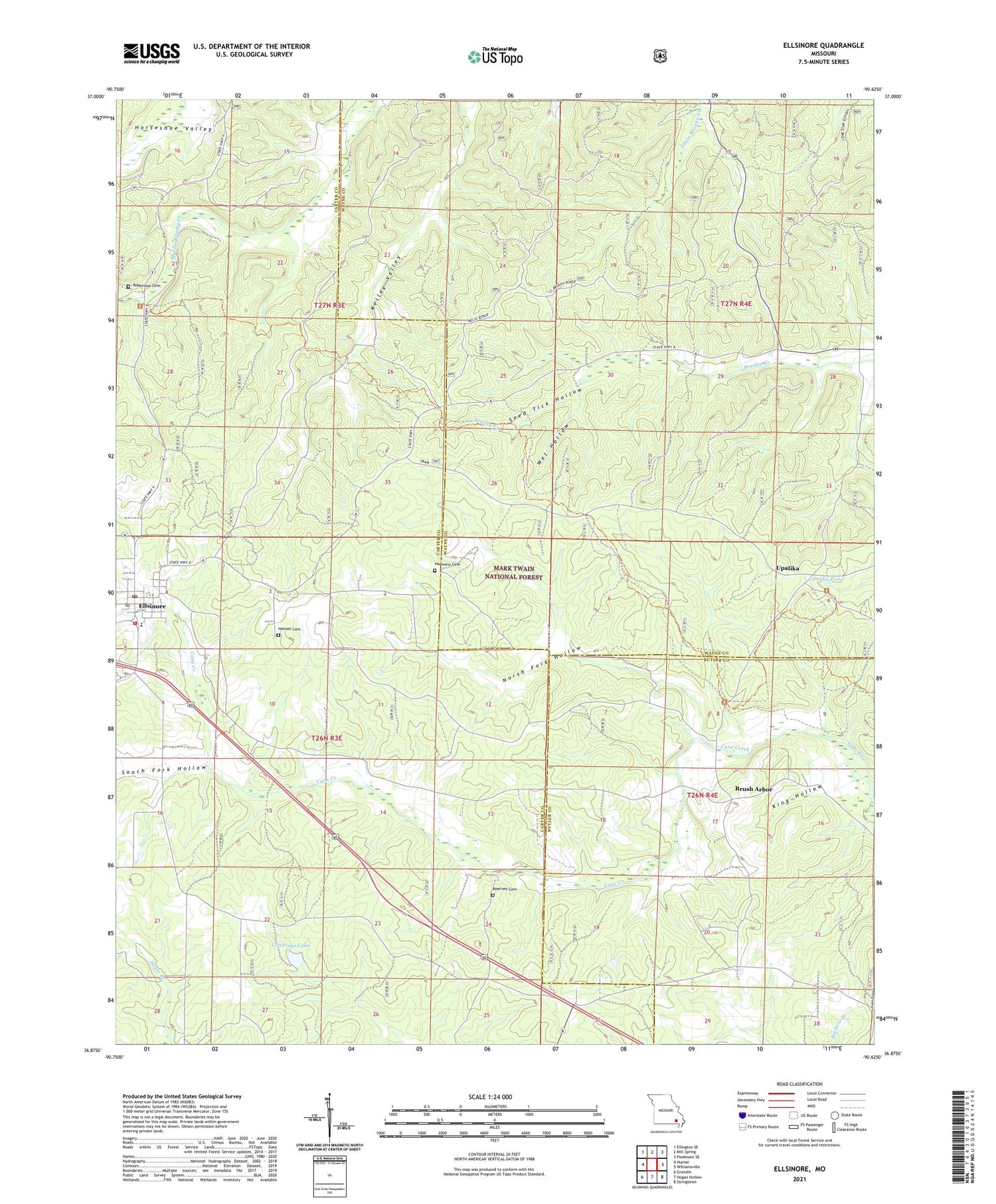 Ellsinore Missouri US Topo Map Image
