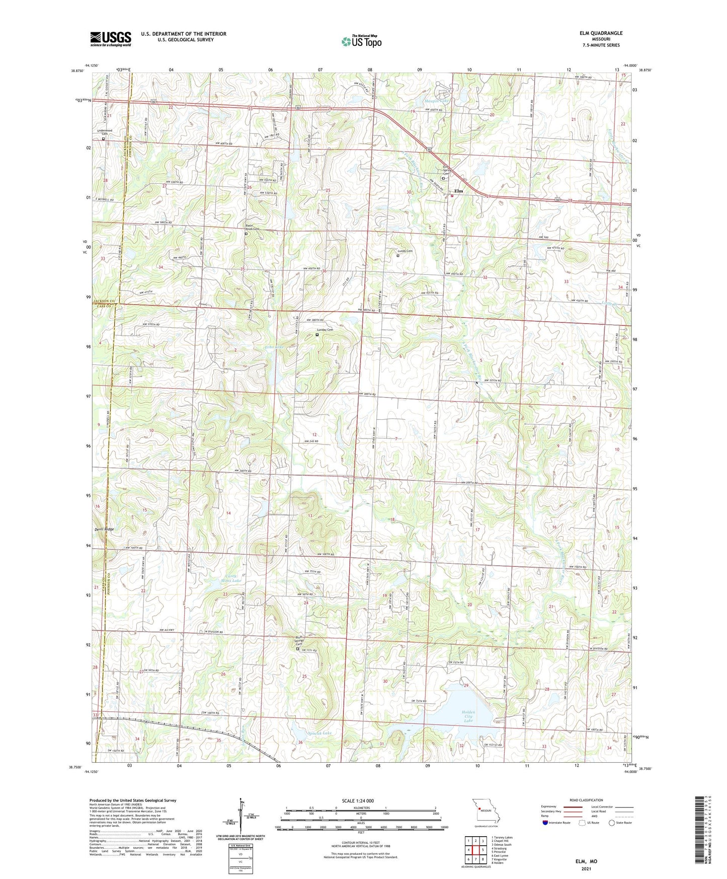 Elm Missouri US Topo Map Image