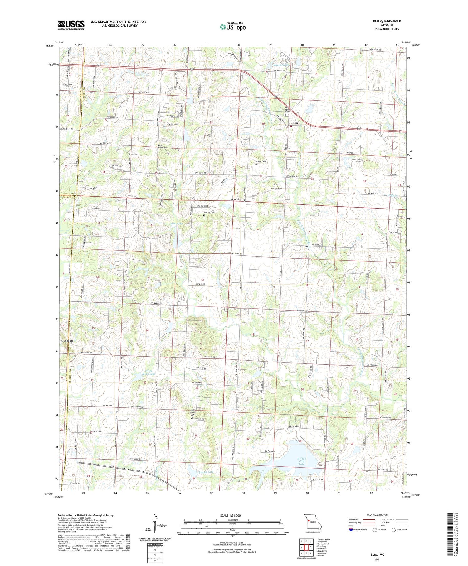 Elm Missouri US Topo Map Image