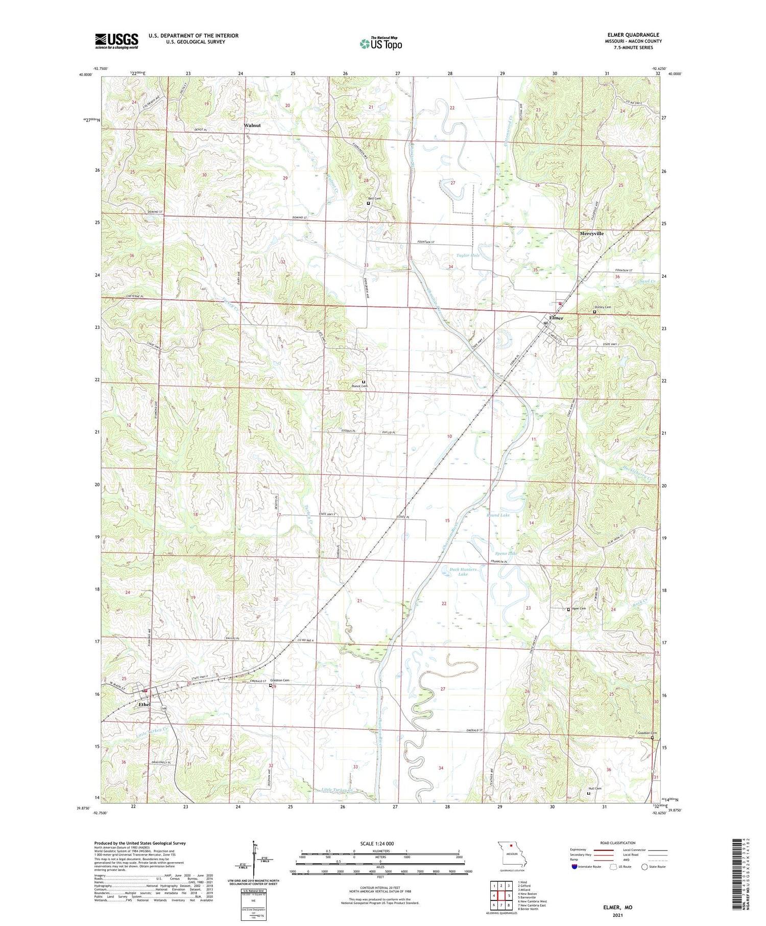 Elmer Missouri US Topo Map Image