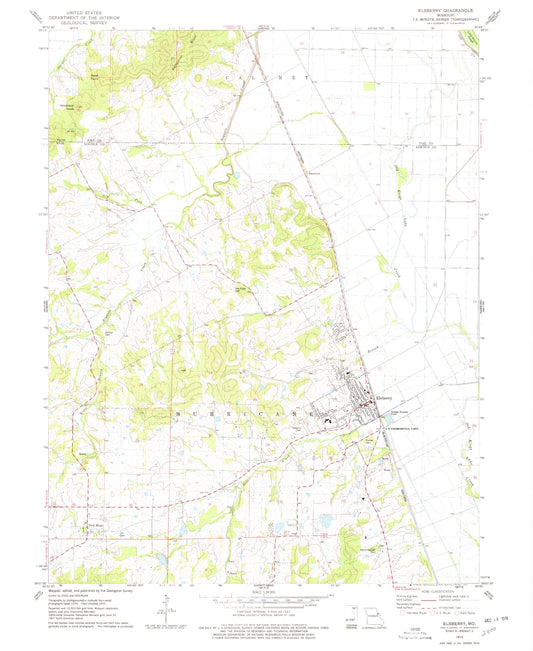 Classic USGS Elsberry Missouri 7.5'x7.5' Topo Map Image