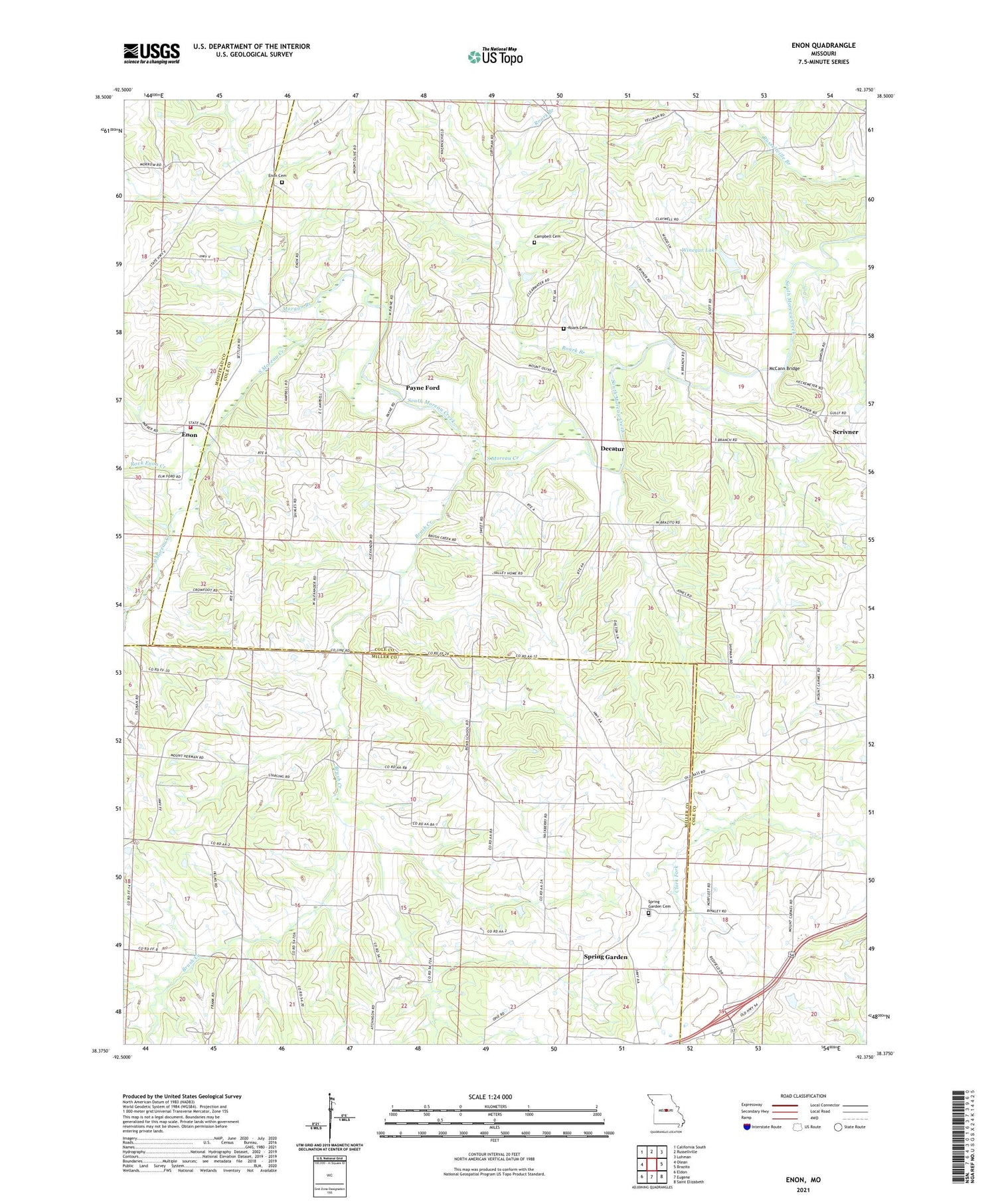 Enon Missouri US Topo Map Image